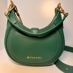 BVLGARI Green Serpenti Ellipse micro Calfskin Shoulder Bag